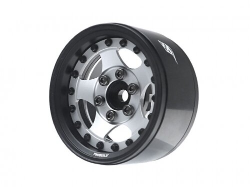 BoomRacing ProBuild 1.9" SV5 Adjustable Offset Aluminum Beadlock Wheels (2) Matte Black/Flat Silver BRPB004MBKRS