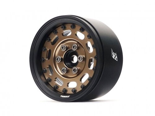 BoomRacing ProBuild 1.9" MAG-10 Adjustable Offset Aluminum Beadlock Wheels (2) Matte Black/Bronze BRPB006MBKBZ