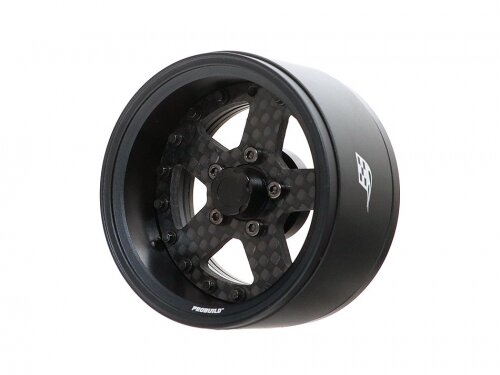 BoomRacing ProBuild 1.9" CF5 Adjustable Offset Aluminum Beadlock Wheels (2) Matte Black/Carbon Fiber BRPB009MBKCF