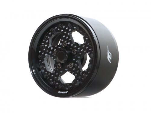 BoomRacing ProBuild 1.9" CFS5 Adjustable Offset Aluminum Beadlock Wheels (2) Black/Carbon Fiber BRPB028BKCF