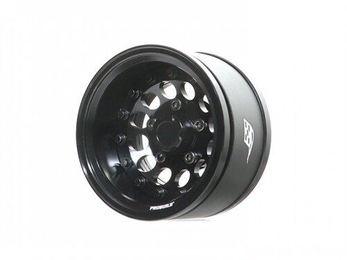 BoomRacing ProBuild 1.55" R12 Adjustable Offset Aluminum Beadlock Wheels (2) Black/Black BRPB15502BKBK