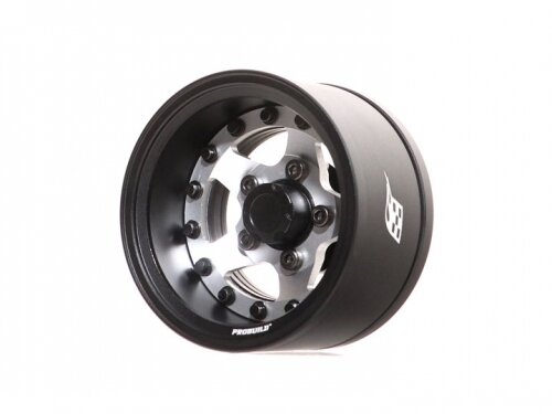 BoomRacing ProBuild 1.55" SV5 Adjustable Offset Aluminum Beadlock Wheels (2) Matte Black/Flat Silver BRPB15503MBKRS
