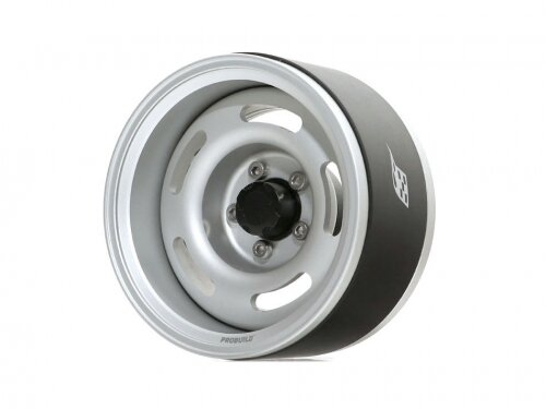 BoomRacing ProBuild 1.9" Slot Mags Jelly Bean Adjustable Offset Aluminum Beadlock Wheels (2) Flat Silver/Flat Silver BRPB026RSRS