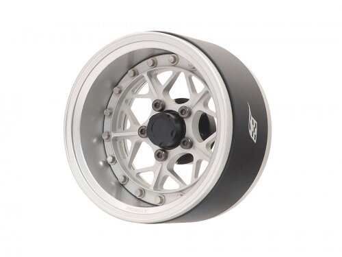BoomRacing ProBuild 1.9" LGB Adjustable Offset Aluminum Beadlock Wheels (2) Flat Silver BRPB032FSFS