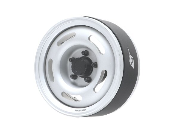 BoomRacing ProBuild 1.9" Narrow Slot Mags Jelly Bean Adjustable Offset Beadlock Wheels (2) Flat Silver/Flat Silver BRPB046FSFS-N