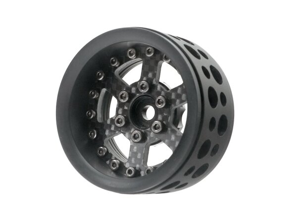 BoomRacing ProBuild 1.9" Ultra Lightweight Performance CF6 Adjustable Offset Beadlock Wheels (2) Black/Carbon Fiber BRPB049BKCF