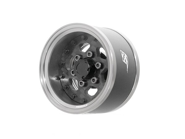 BoomRacing ProBuild 1.55" CFS6 Adjustable Offset Aluminum Beadlock Wheels (2) Gun Metal/Carbon Fiber BRPB15509GMCF