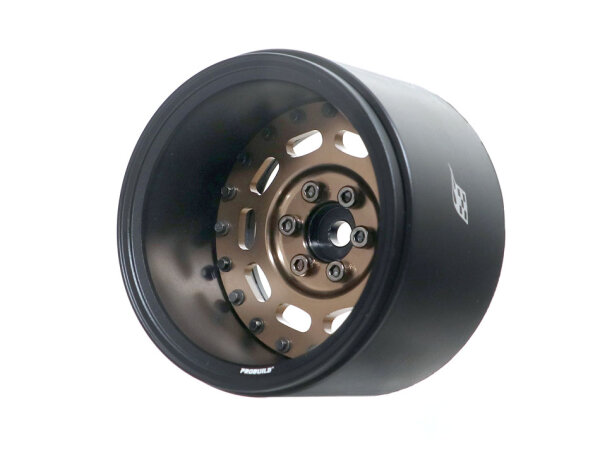 BoomRacing ProBuild 2.2" Extra Wide MAG10 Adjustable Offset Aluminum Beadlock Wheels (2) Matte Black/Bronze BRPB2201MBKBZ-EW