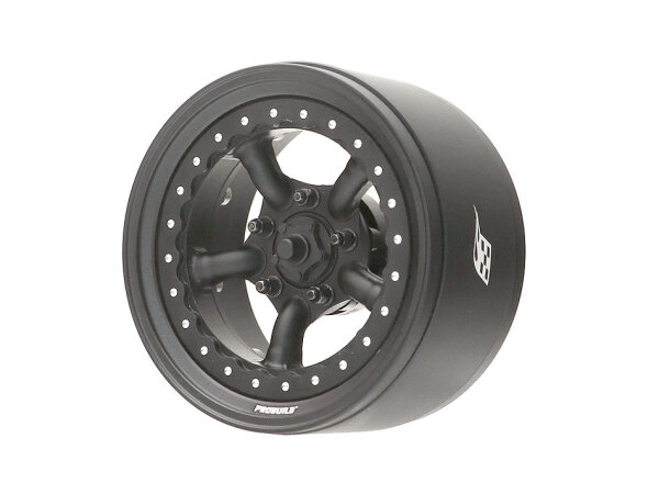 BoomRacing ProBuild 1.9" Spectre Adjustable Offset Aluminum Beadlock Wheels (2) Matte Black/Matte Black BRPB051MBKMBK
