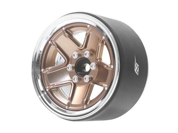 BoomRacing ProBuild 2.2" M13 Adjustable Offset Aluminum Beadlock Wheels (2) Chrome/Bronze BRPB2204CRBZ