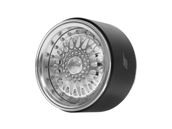 BoomRacing ProBuild 2.2" R01 Mesh Adjustable Offset Aluminum Beadlock Wheels (2) Platinum/Platinum BRPB2208PLPL