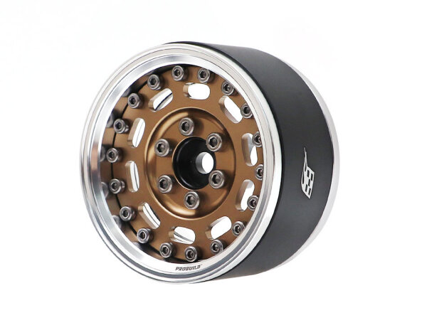 BoomRacing ProBuild 1.9" MAG-10 Adjustable Offset Aluminum Beadlock Wheels (2) Platinum/Bronze BRPB057PLBZ