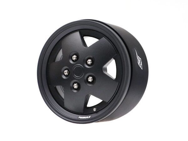 BoomRacing ProBuild 1.9" CSK LSE 5-Spoke Classic Adjustable Offset Aluminum Beadlock Wheels (2) Matte Black/Matte Black BRPB062M