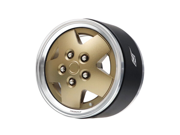BoomRacing ProBuild 1.9" CSK LSE 5-Spoke Classic Adjustable Offset Aluminum Beadlock Wheels (2) Platinum/Bronze BRPB065PLBZ