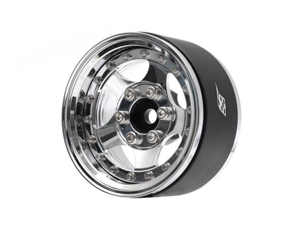 BoomRacing ProBuild 1.9" SV5 Adjustable Offset Aluminum Beadlock Wheels (2) Chrome/Chrome BRPB071CRCR