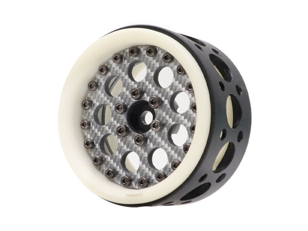 BoomRacing ProBuild 2.2" Ultra Lightweight Performance CR6 Adjustable Offset Beadlock Wheels (2) White/Carbon Fiber BRPB2210WCF