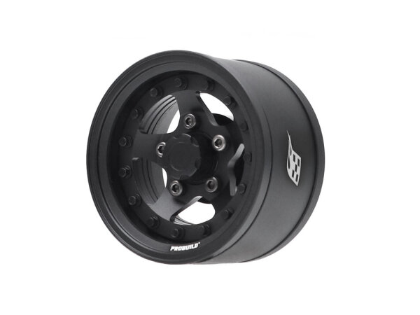 BoomRacing ProBuild 1.55" SV5 Adjustable Offset Aluminum Beadlock Wheels (2) Matte Black/Matte Black BRPB155012MBKMBK