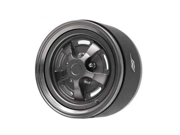 BoomRacing ProBuild 1.9" Narrow Rostyle Classic Adjustable Offset Aluminum Beadlock Wheels (2) Gun Metal/Gun Metal BRPB059GMGM-N