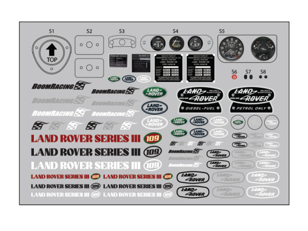 BoomRacing Land Rover Series III 109 Pickup Decal Sheet for BRX02 109 BRX02318