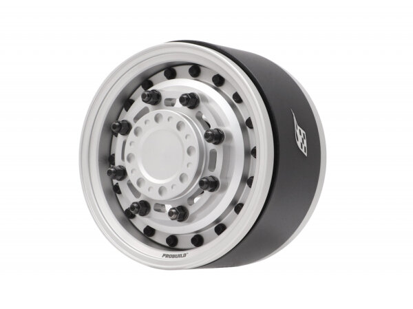 BoomRacing ProBuild 1.9" COMBAT Adjustable Offset Aluminum Beadlock Wheels (2) Flat Silver BRPB076FSFS
