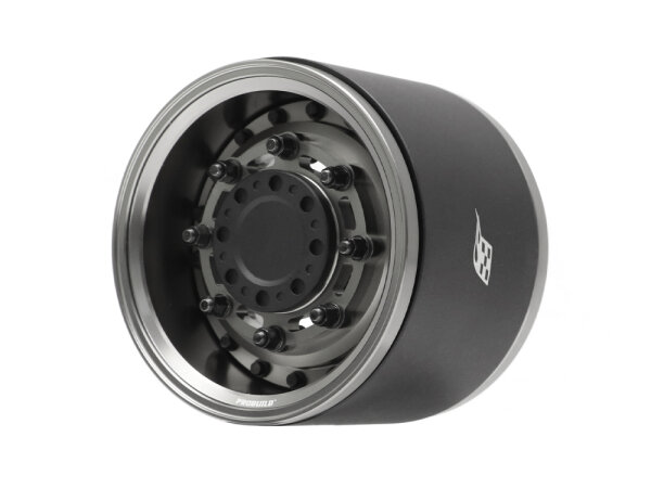 BoomRacing ProBuild 1.9" Extra Wide COMBAT Adjustable Offset Aluminum Beadlock Wheels (2) Gun Metal BRPB079GMGM-EW