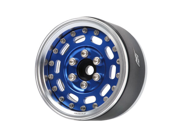 BoomRacing ProBuild 1.9" MAG-10 Adjustable Offset Aluminum Beadlock Wheels (2) Platinum/Blue BRPB081PLB