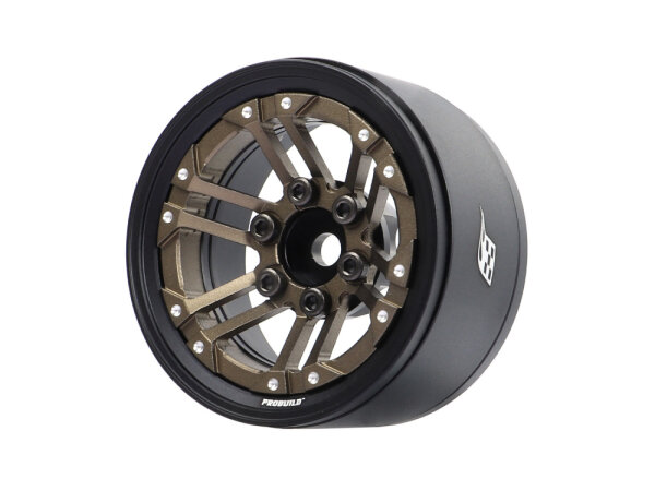BoomRacing ProBuild 1.9" TWS Adjustable Offset Aluminum Beadlock Wheels (2) Matte Black/Bronze BRPB085MBKBZ