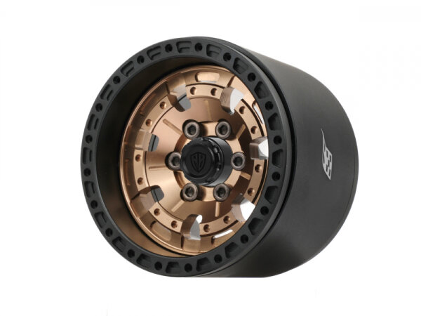 BoomRacing ProBuild 1.9" Extra Wide XZ7 Adjustable Offset Aluminum Beadlock Wheels (2) Matte Black/Bronze BRPB087MBKBZ-EW