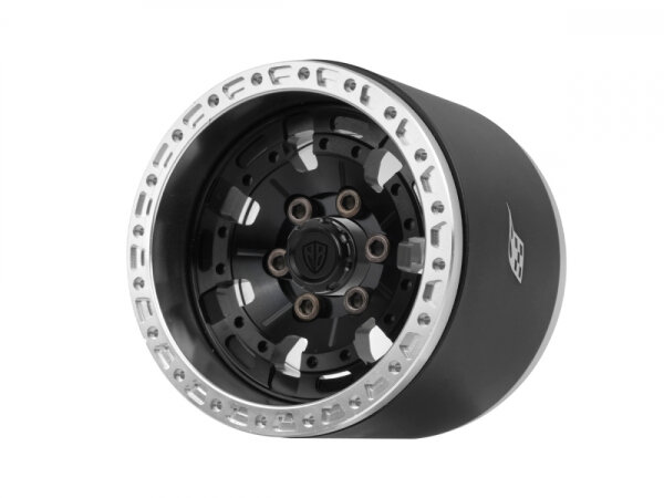 BoomRacing ProBuild 1.9" Extra Wide XZ7 Adjustable Offset Aluminum Beadlock Wheels (2) Platinum/Black BRPB091PLBK-EW
