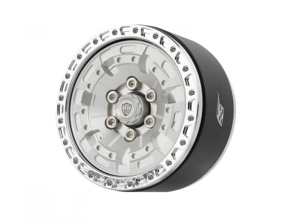 BoomRacing ProBuild 1.9" XZ7 Adjustable Offset Aluminum Beadlock Wheels (2) Chrome/Flat Silver BRPB092CRFS