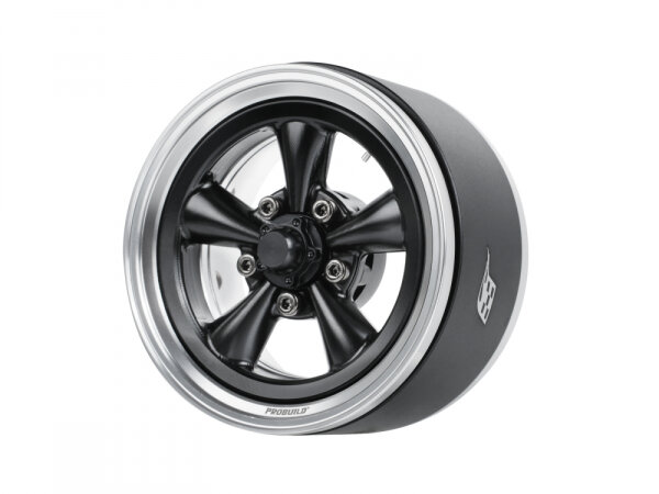 BoomRacing ProBuild 1.9" Spin Force Classic Adjustable Offset Aluminum Beadlock Wheels (2) Platinum/Black BRPB094PLBK