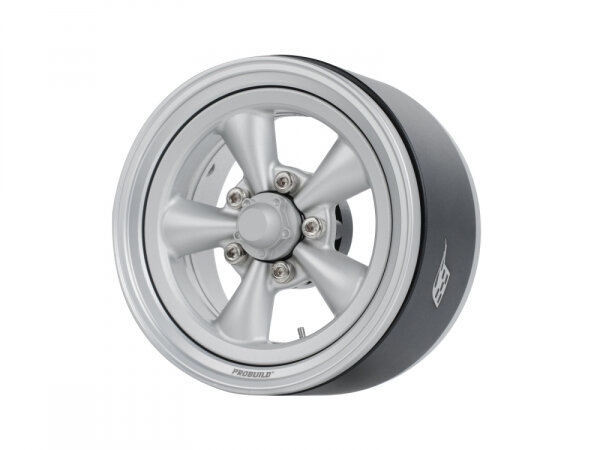 BoomRacing ProBuild 1.9" Spin Force Classic Adjustable Offset Aluminum Beadlock Wheels (2) Flat Silver BRPB097FSFS