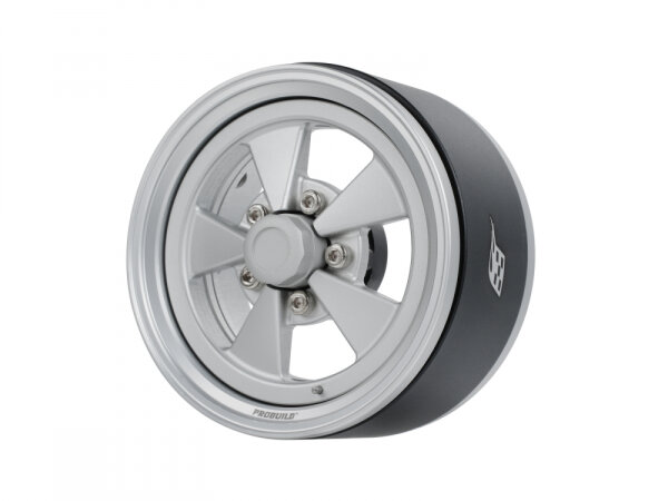 BoomRacing ProBuild 1.9" Street Mag Classic Adjustable Offset Aluminum Beadlock Wheels (2) Flat Silver BRPB102FSFS