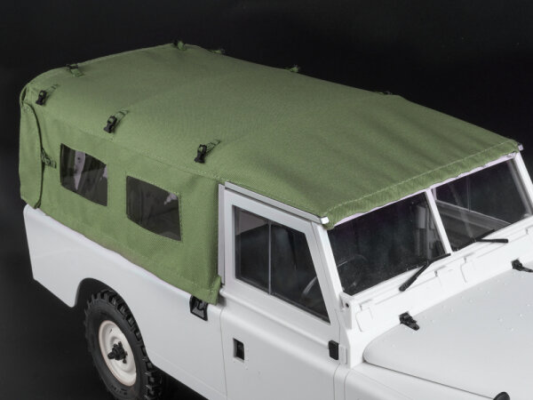 BoomRacing KUDU Full Canvas Soft Top & Hoop Set with Side Windows (Green) for Series Land Rover 109 for BRX02 109 BRX02415G
