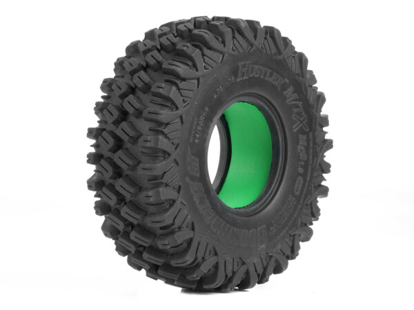 BoomRacing HUSTLER M/T Xtreme 1.9" MC2 SNAIL SLIME Super Soft 4.75"x1.75" / 120x44.5mm RC Crawler Tire + Rock Monster Green Foam