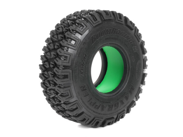 BoomRacing MAXGRAPPLER 1.9" GEKKO BLACK 4.45"x1.45" / 113x37mm RC Crawler Tire + Rock Monster Green Foam Insert (2) BRTR19398-SS