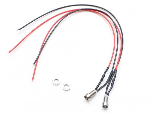 Team Raffee & Co 3mm 6-12V LED Unit Set  with Holders 6.5x7mm Wire Length 20 cm (2 White LEDS) TRC/302565W