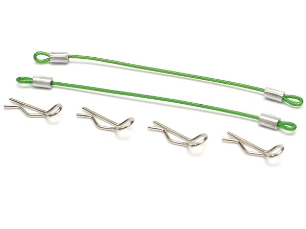 Team Raffee & Co 1/10 Car Body Clip with 80mm Cable (4) Green TRC/HY00006G