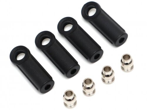 Team Raffee & Co M4 Nylon Rod Ends Straight 18.5mm with Steel Pivot Ball (5.8x3x7.4mm) 4pcs TRC/302535