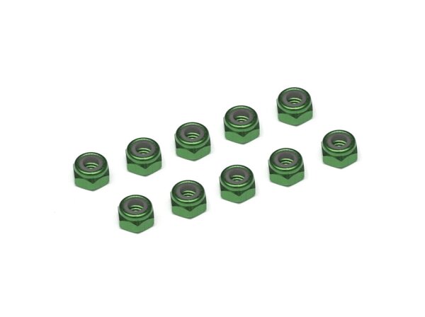 Team Raffee & Co 4MM Aluminum Lock Nuts - 10 pcs Dark Green TRC/HY00004DG