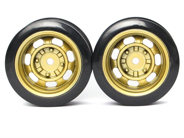 Team Raffee & Co Classic Fake Tire Wall Wheel Set (2Pcs) Gold For 1/10 RC Car (6mm Offset) BRTR-5036G.6