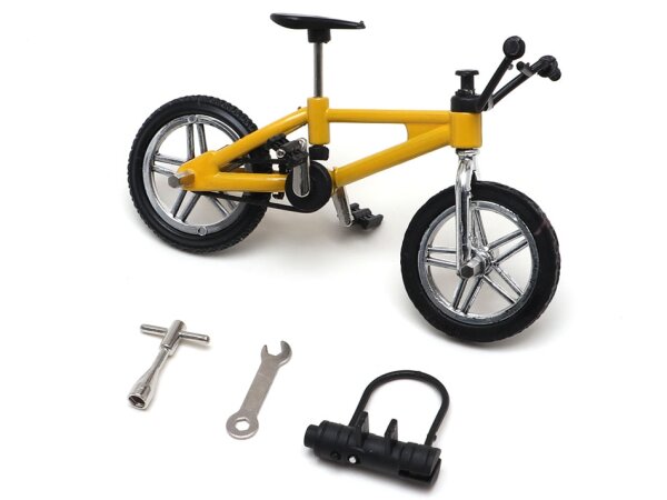 Team Raffee & Co Scale Accessories - BMX Bike w/ Lock & Wrench Style B 1Pc Yellow BRSCAC231Y