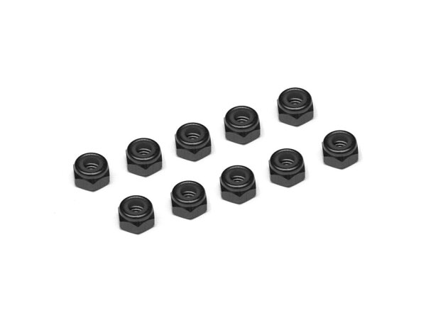 Team Raffee & Co 4MM Aluminum Lock Nuts - 10Pcs Black TRC/HY00004BK
