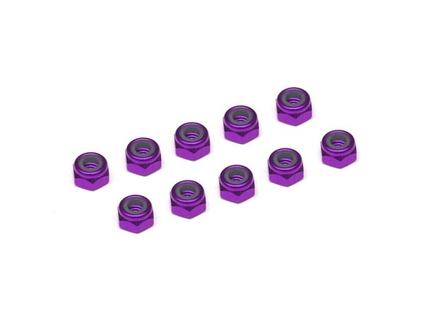 Team Raffee & Co 4MM Aluminum Lock Nuts - 10Pcs Purple TRC/HY00004P