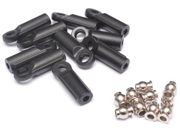 Team Raffee & Co M3 Nylon Rod Ends (Straight) 21.8MM w/ Steel Pivot Ball (5.8x3x7.4mm) (10) BRQ90341