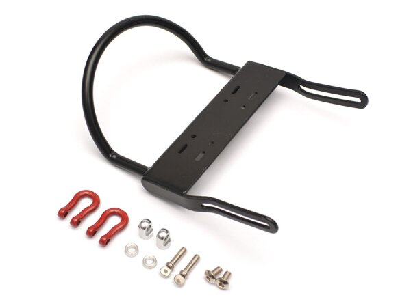 Team Raffee & Co Steel Front Bumper C With Towing Hooks  - 1 Set Black for Axial SCX10 BRQ90264C