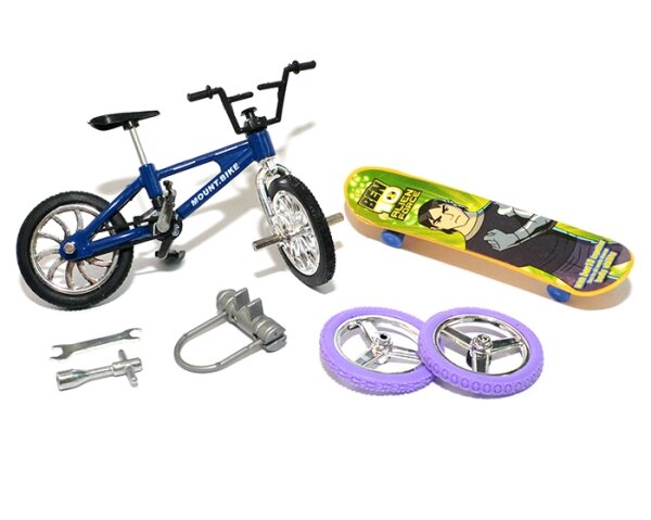 Team Raffee & Co RC Scale Accessories - Mini Bicycle & Skateboard & U Lock & Tools Set Blue BRSCAC054B
