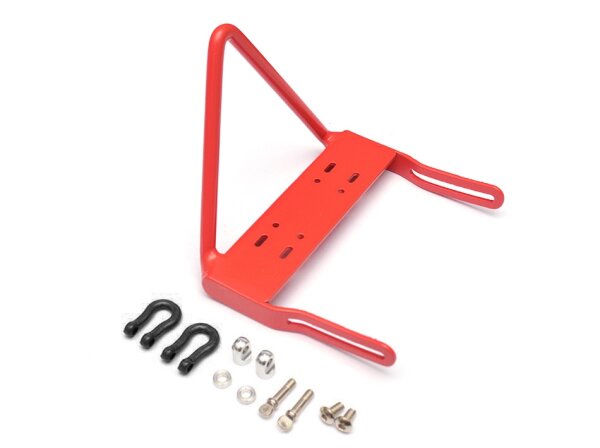 Team Raffee & Co Steel Front Bumper B With Towing Hooks  - 1 Set Red for Axial SCX10 BRQ90264BR