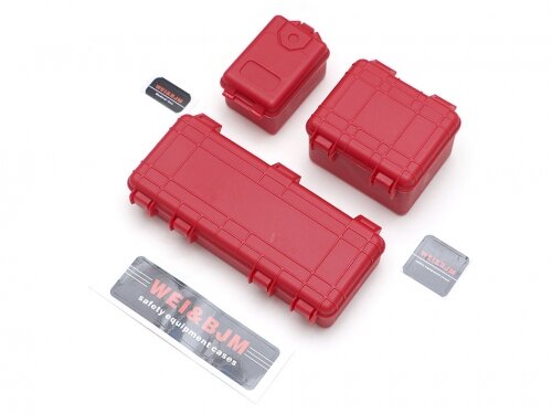 Team Raffee & Co Scale Accessories - 1/10 Scale Safety Equipment Cases Hard Luggage Box Set (3) Red TRC/302533R