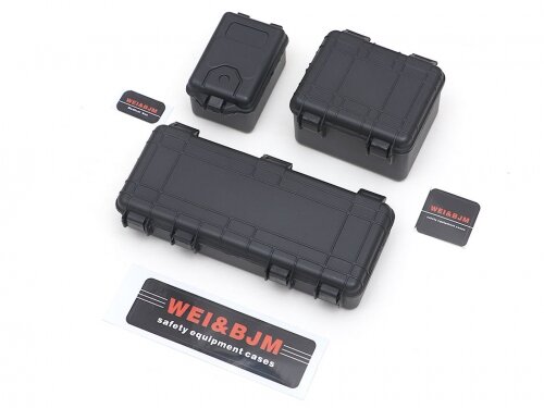 Team Raffee & Co Scale Accessories - 1/10 Scale Safety Equipment Cases Hard Luggage Box Set (3) Black TRC/302533BK